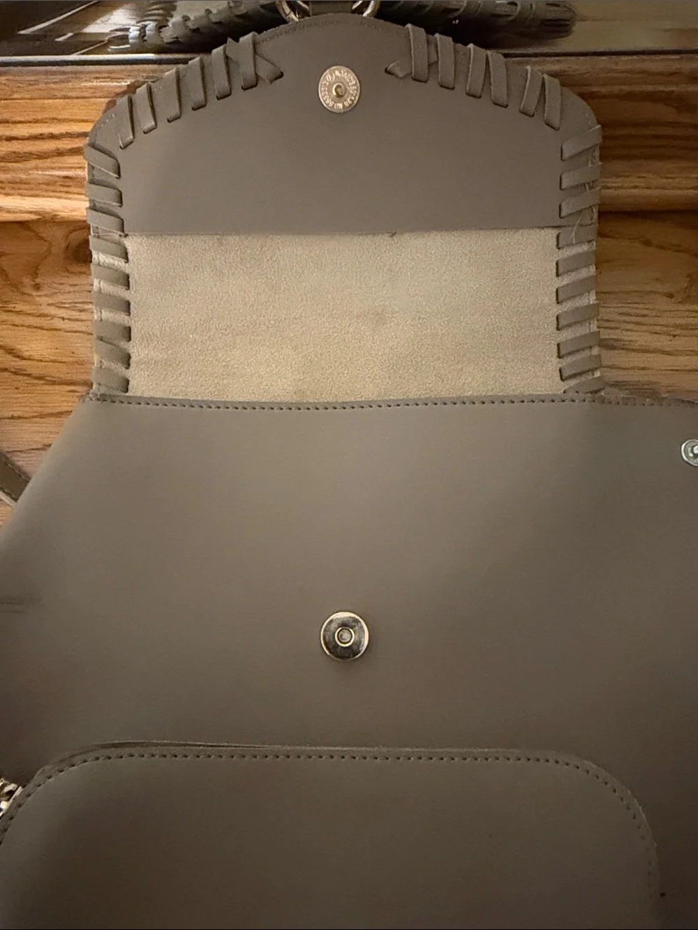 Taupe Women's Backpack with Gold Ring Accent by